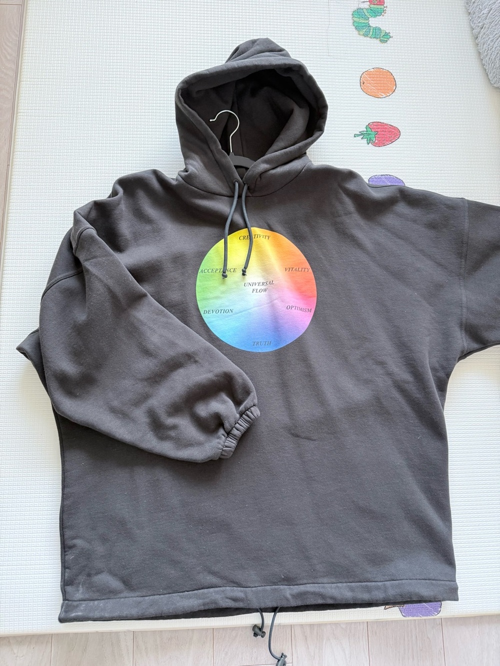 Balenciaga Black Hoodie with Rainbow Circle Graphic